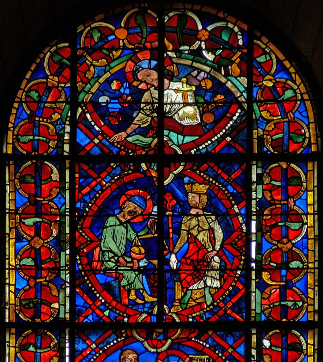 Fenster w107b Darstellung des Heiligen Eloi vor einem König von French School