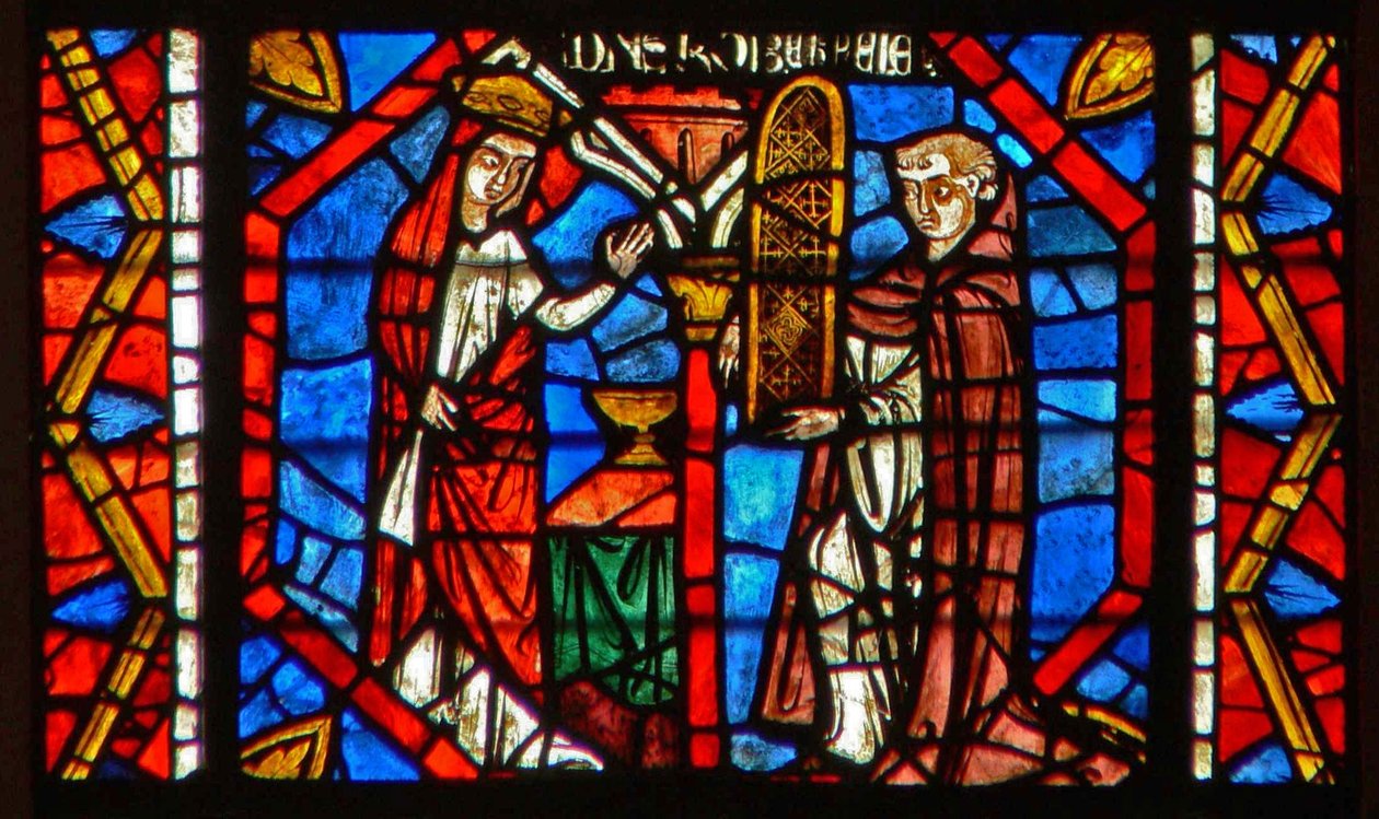 Fenster w108 zeigt einen Stifter Robert le Pele bietet ein Fenster an von French School