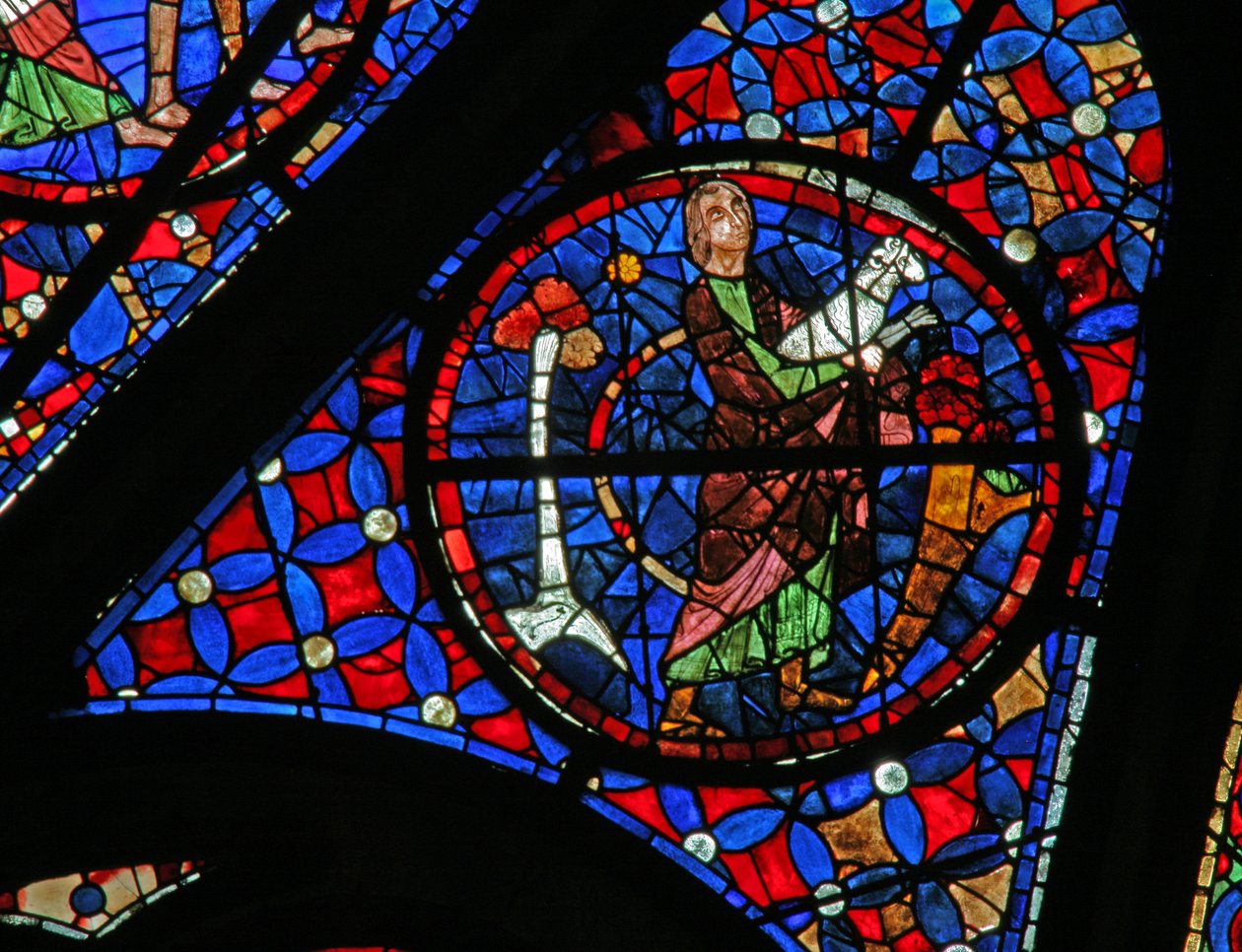 Fenster w115, Abel, der ein Lamm zum Opfer bringt, darstellend von French School