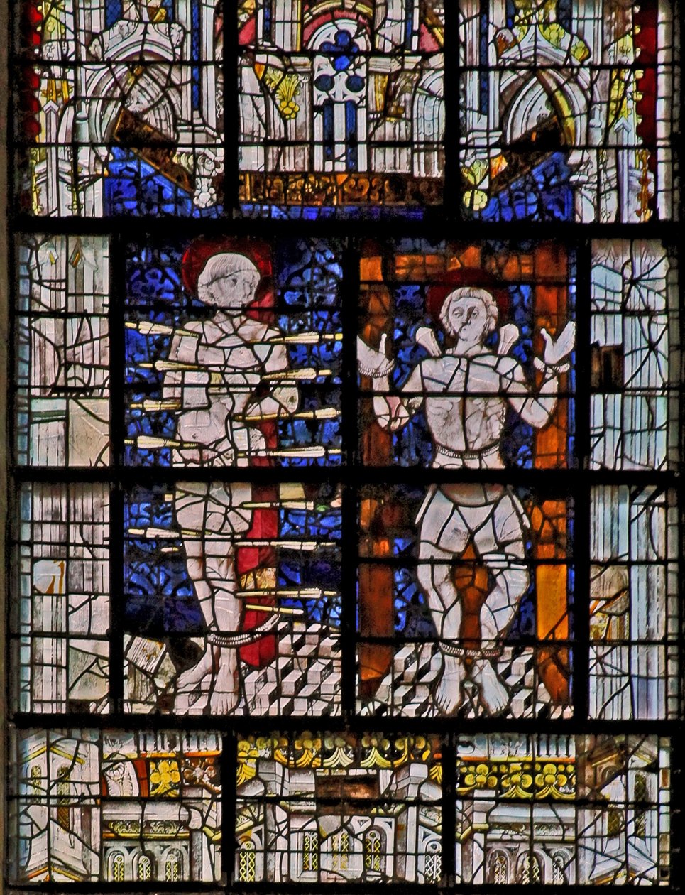 Fenster w115 Darstellung des Heiligen Sebastian und des Heiligen Quentin von French School