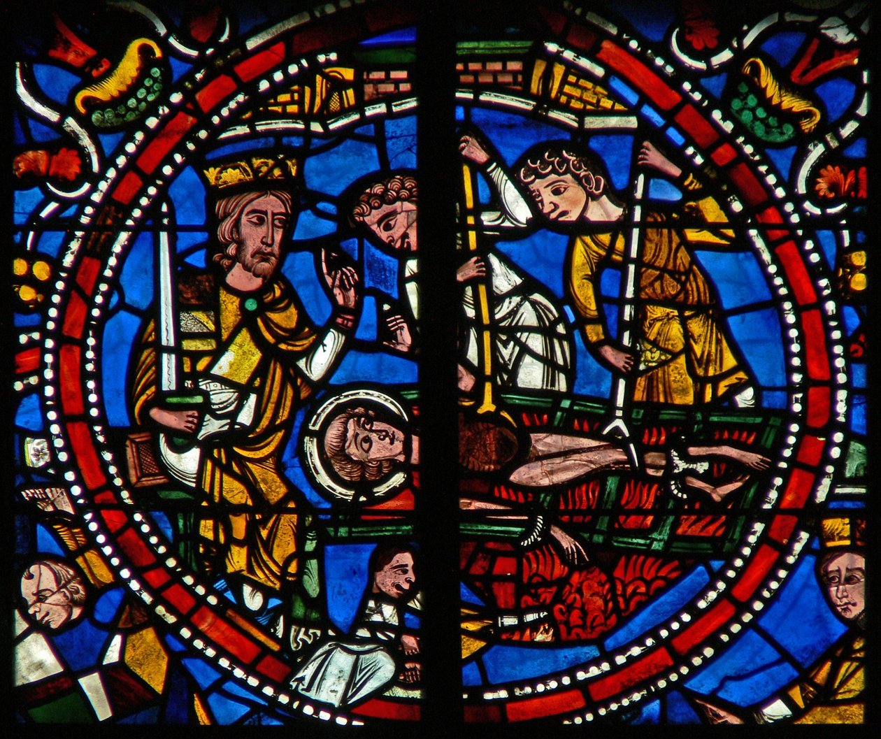Fenster w121 Darstellung des Martyriums des Heiligen Vincent auf dem Grill von French School