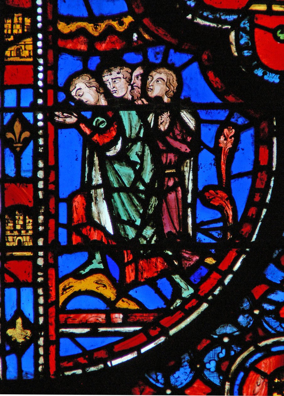 Fenster w13 Die Menge vor Haman Esth III 2 von French School