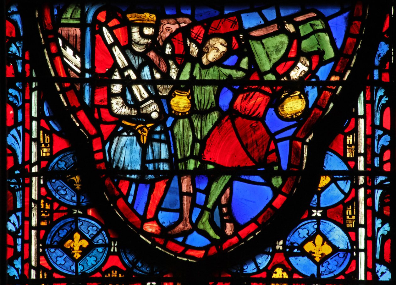 Fenster w15 Heilige Reliquien: Krösus bringt Reliquien aus Jerusalem von French School