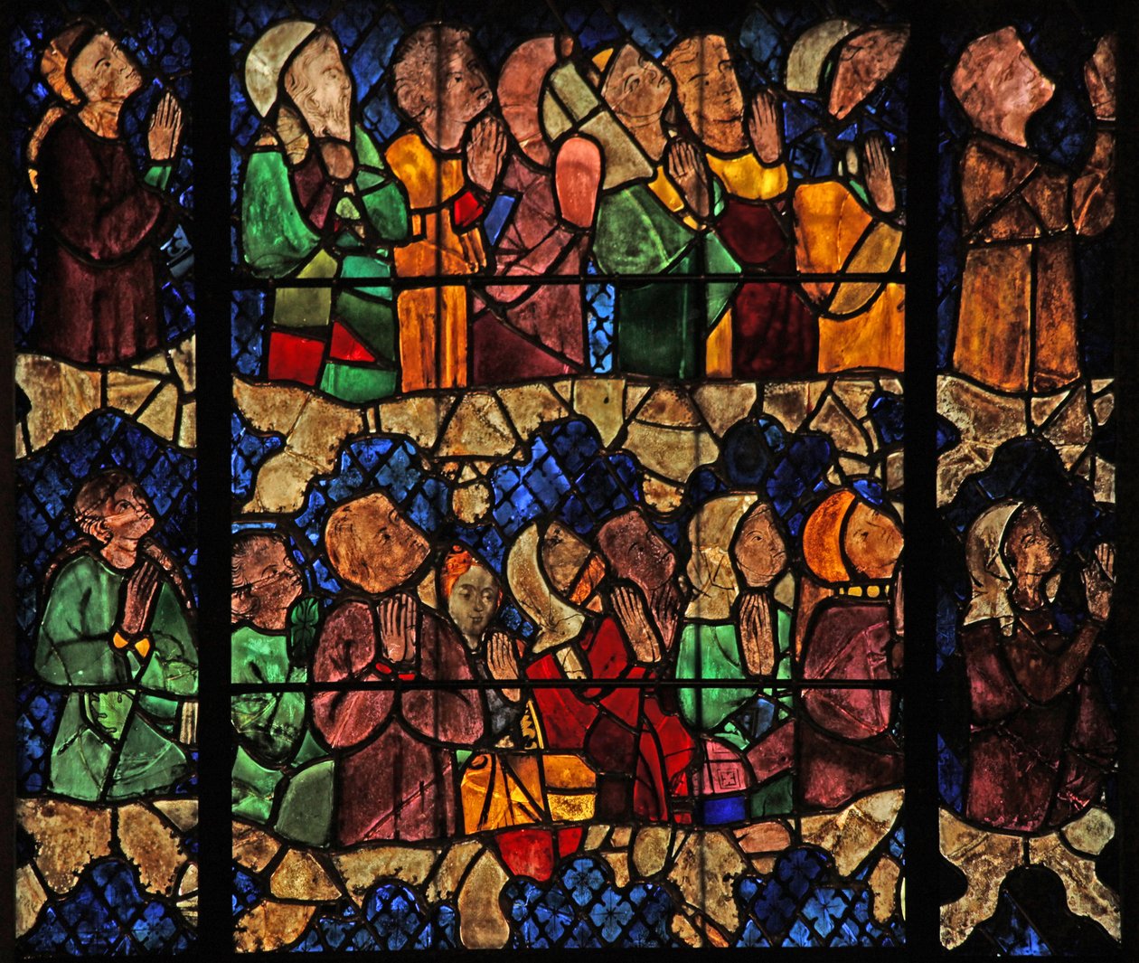 Fenster w16, eine Szene aus dem Jüngsten Gericht darstellend: die Auserwählten von French School