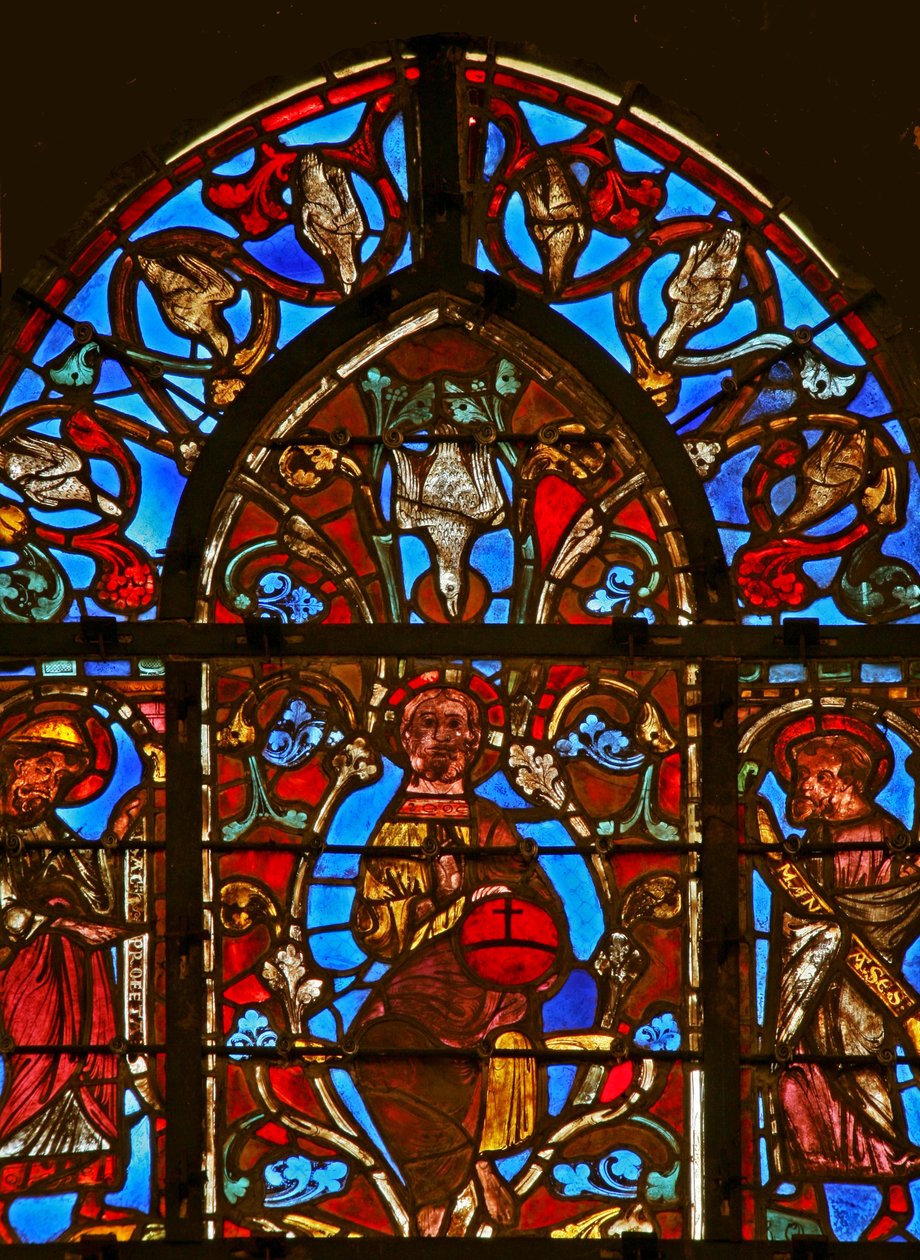 Fenster w1 mit Christus und dem Heiligen Geist, Isaak und Manasse von French School