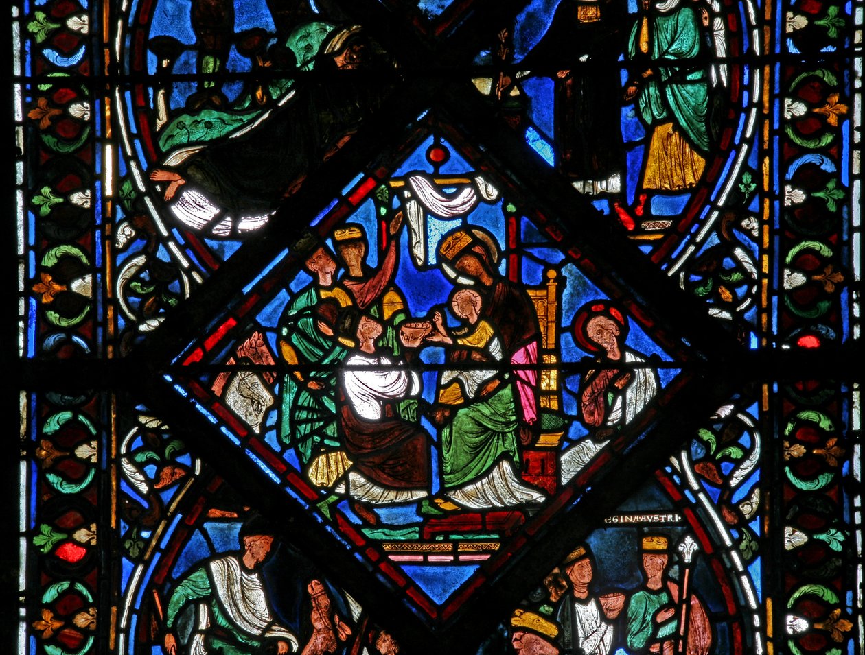 Fenster w1 mit der Anbetung der Heiligen Drei Könige von French School