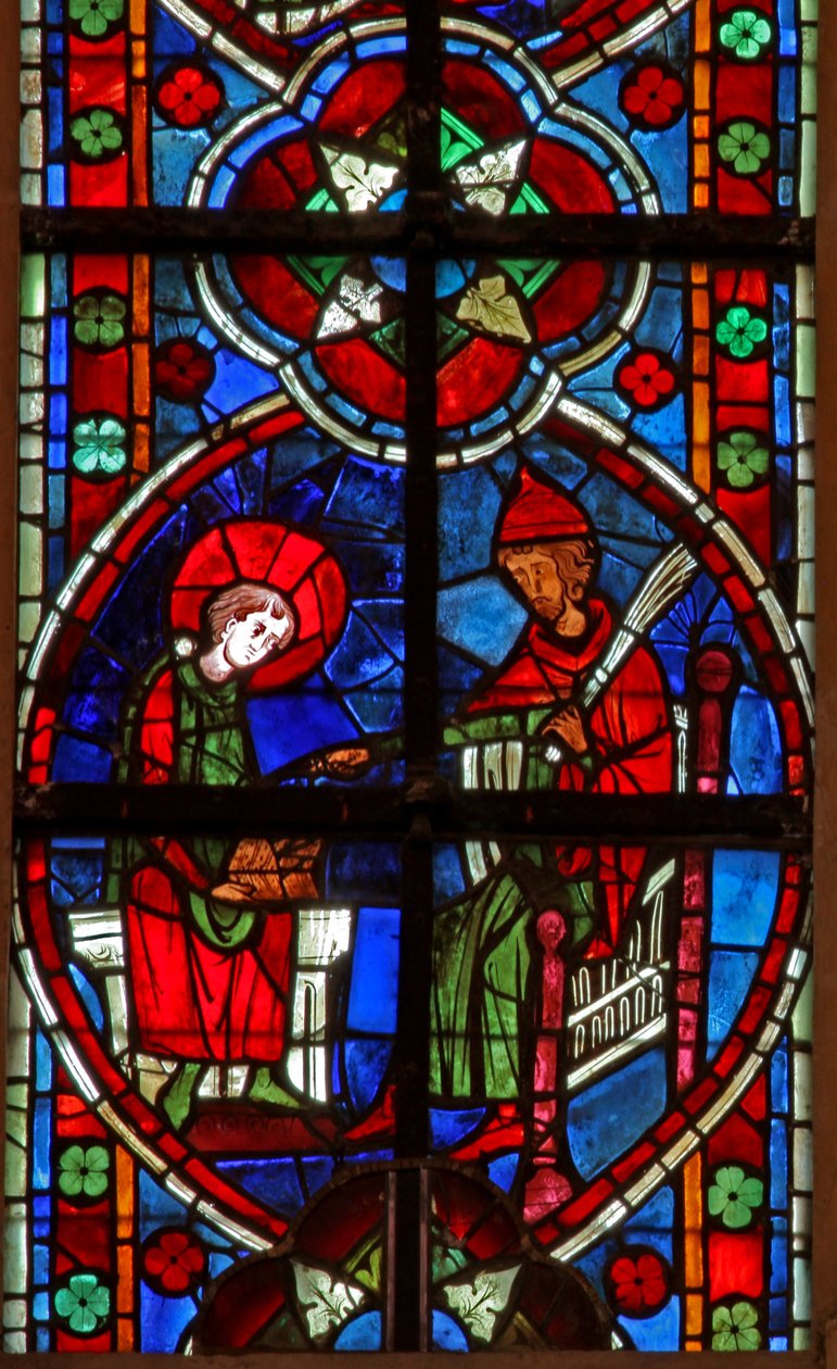 Fenster w209 zeigt Heiliger Nikolaus geht zur Schule von French School