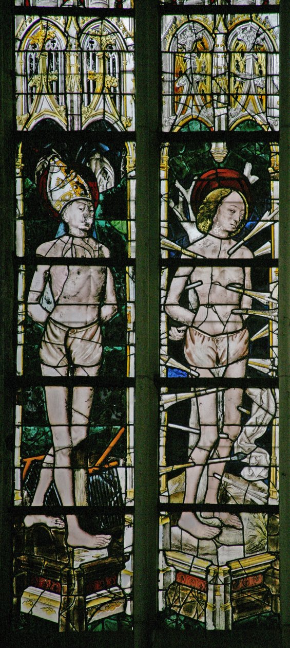 Fenster w20, Darstellung von St. Blasius und St. Sebastian von French School