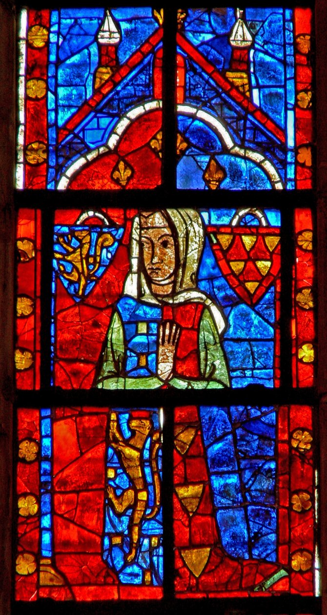 Fenster w210 mit einer weiblichen Stifterin - mit den Wappen von Chamaillart von French School
