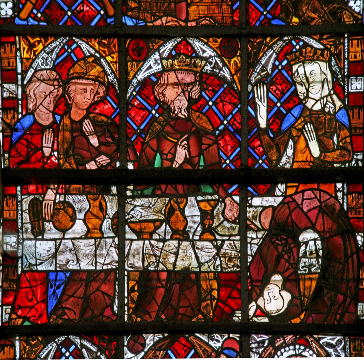 Fenster w225 mit Szenen aus dem Leben des Heiligen Johannes des Täufers; Salome tanzt für Herodes von French School