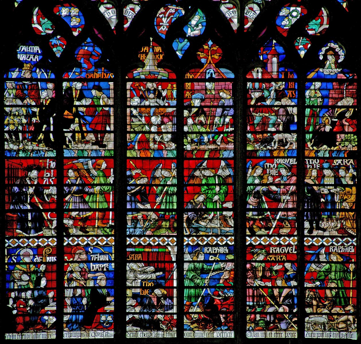 Fenster w229 zeigt die Geschichte von Tobias von French School