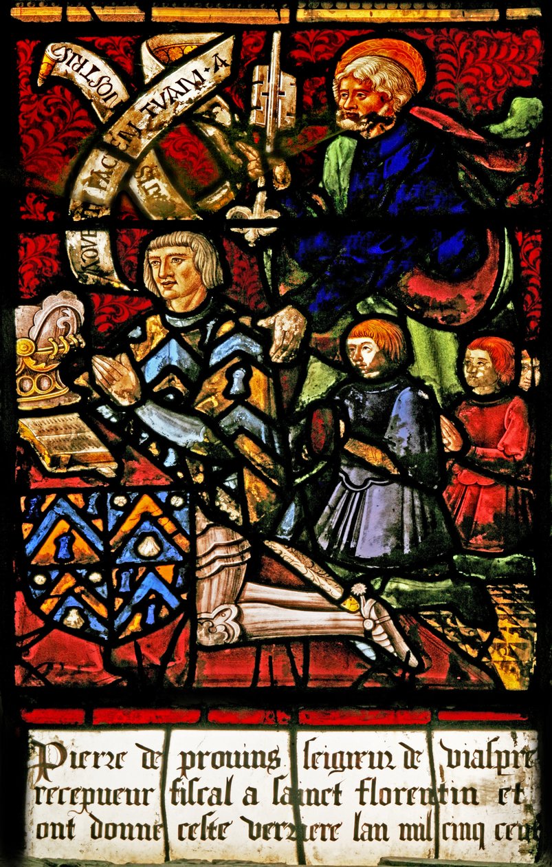 Fenster w2 mit einem Spender mit Familie und St. Peter von French School