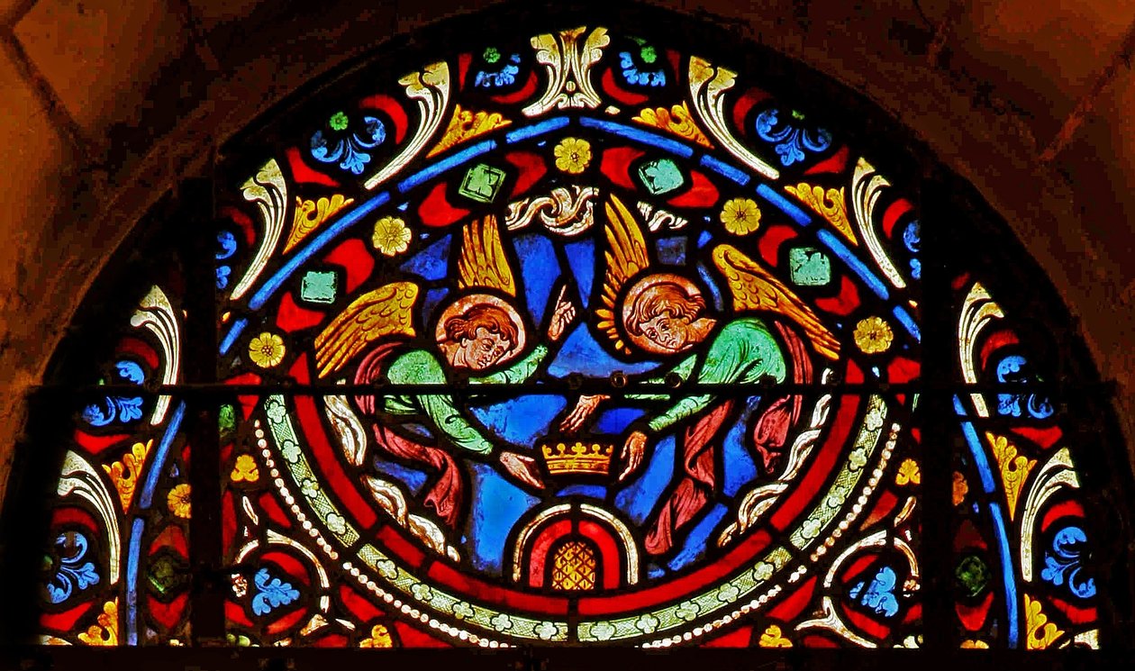 Fenster w2 mit Engeln, die die Seele von St. Germain empfangen von French School