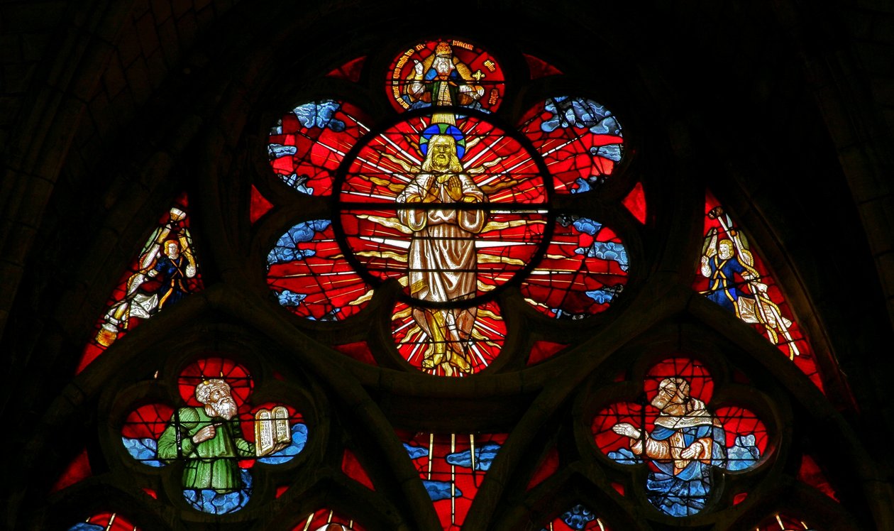 Fenster w34, Verklärung mit Elija und Moses von French School