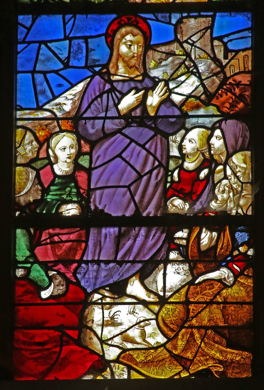 Fenster w38, das Christus predigend darstellt von French School