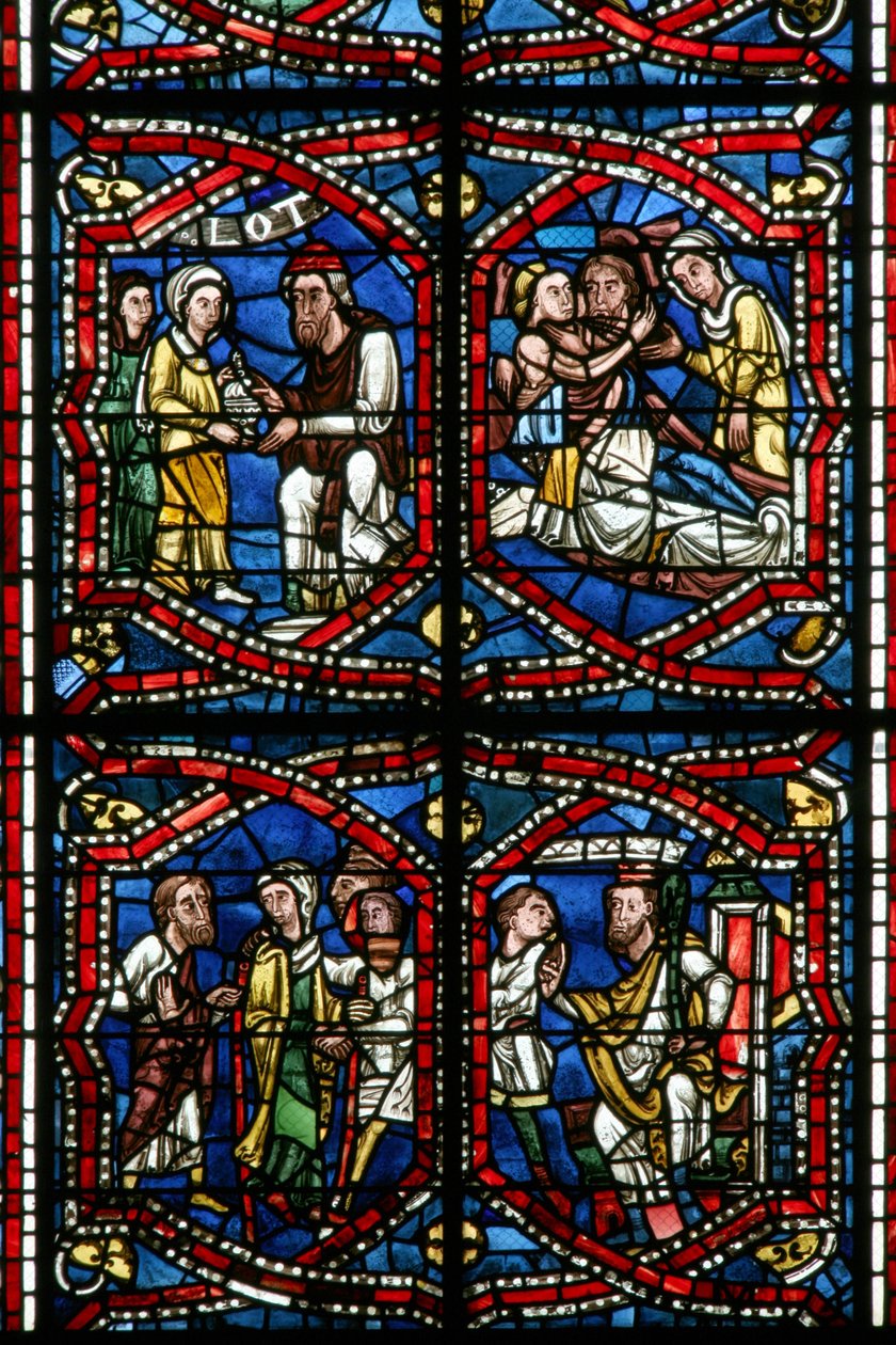 Fenster w5-R zeigt ein Detail des Designs (Buntglas) von French School