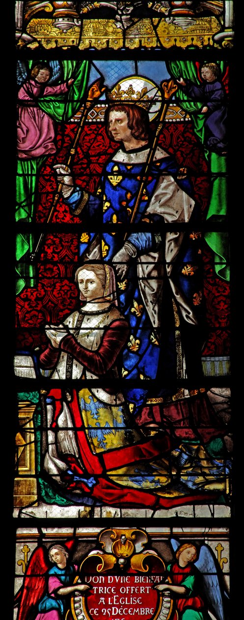 Fenster w6 mit dem heiligen Ludwig und der Frau eines Montmorency-Stifters von French School