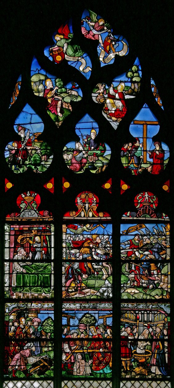 Fenster w8, Darstellung der Hl. Helena, Konstantin und der Triumph des Kreuzes von French School