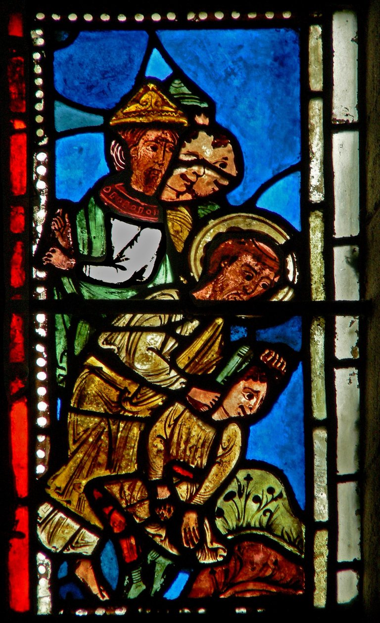 Fenster wXV mit Petrus, der Malchus das Ohr abschneidet
