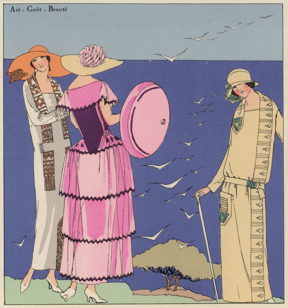 Damenmode der 1920er Jahre von den Designern Paul Poiret und Jacques Doucet von French School