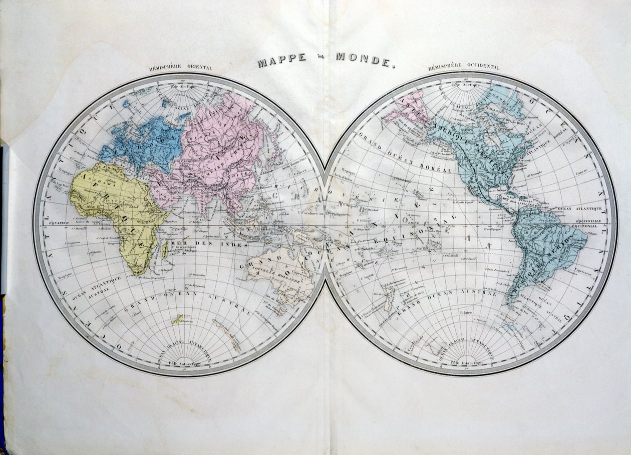 Weltkarte, Illustration aus Atlas Geographique Moderne von Prosper-Auguste Poulain de Bossay, ca. 1850 von French School