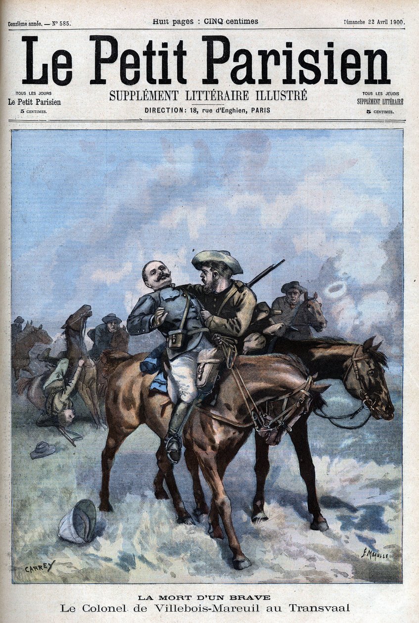 Tod von General Villebois Mareuil während des Burenkrieges (1899-1902) - in „Le Petit Parisien“ von French School