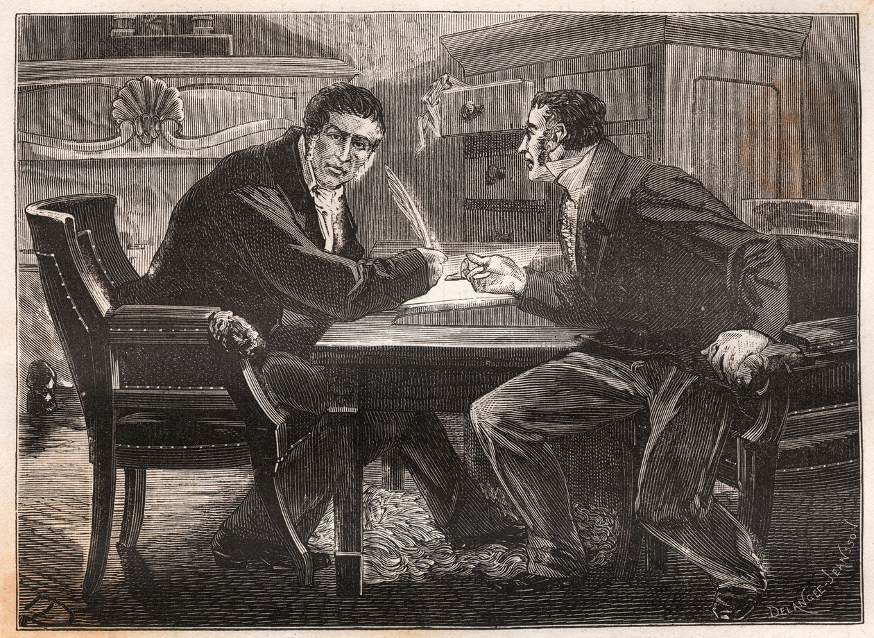 Monarchie des Juli - Ministerium der drei Tage - Interview zwischen André Dupin (1783-1865) und Jean-Charles Persil (1785-1870) - 1834 - Gravur. von French School