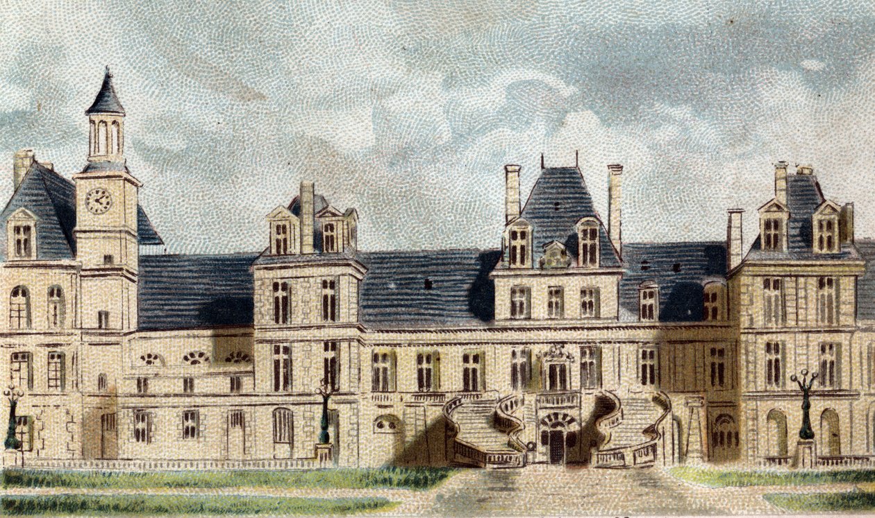 Ansicht des Schlosses Fontainebleau (Seine-et-Marne) von French School
