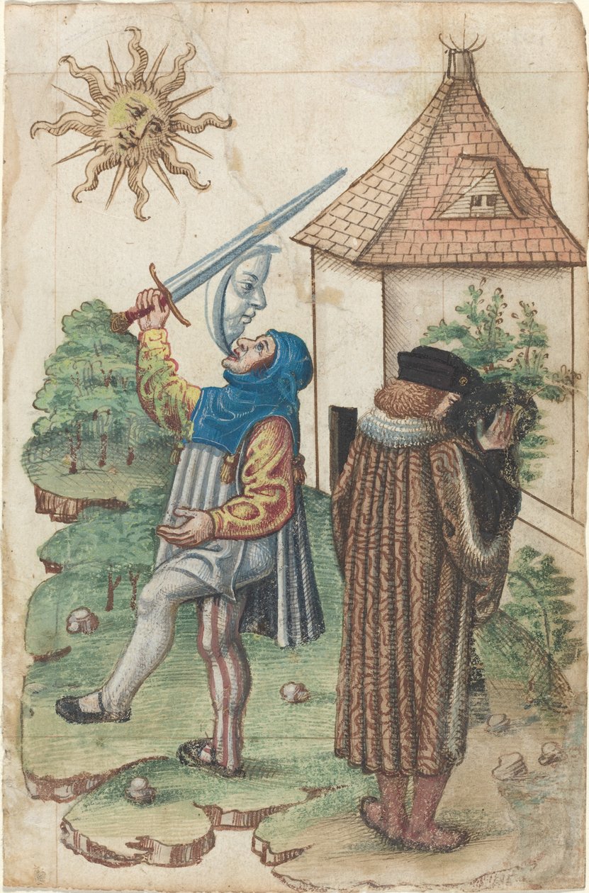 "Sprich nicht gegen die Sonne" und "Mach kein Wasser in Richtung der Sonne" [fol. 39 recto] von French early 16th Century