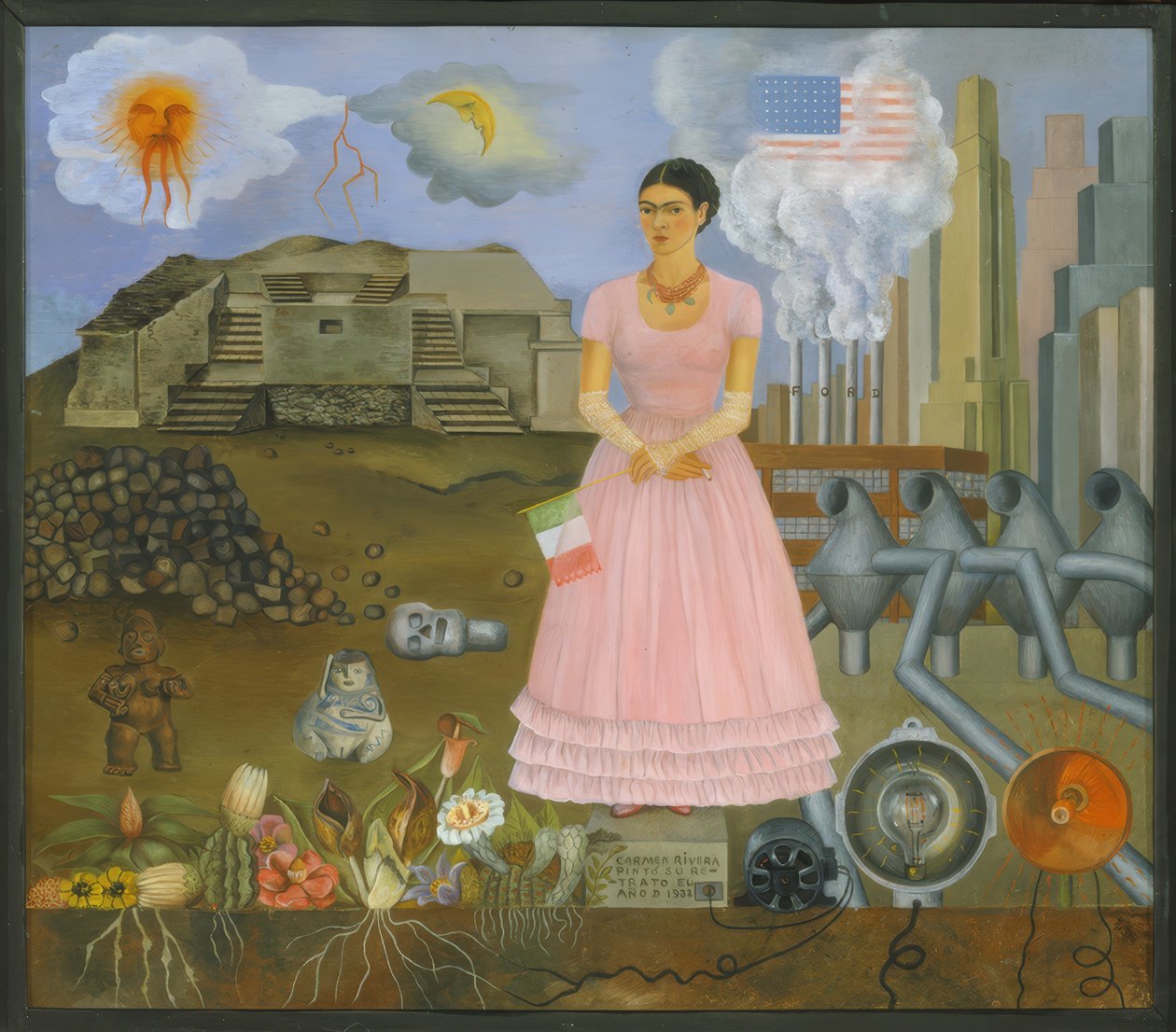 Selbstbildnis an der Grenze zwischen Mexiko und den Vereinigten Staaten von Frida Kahlo