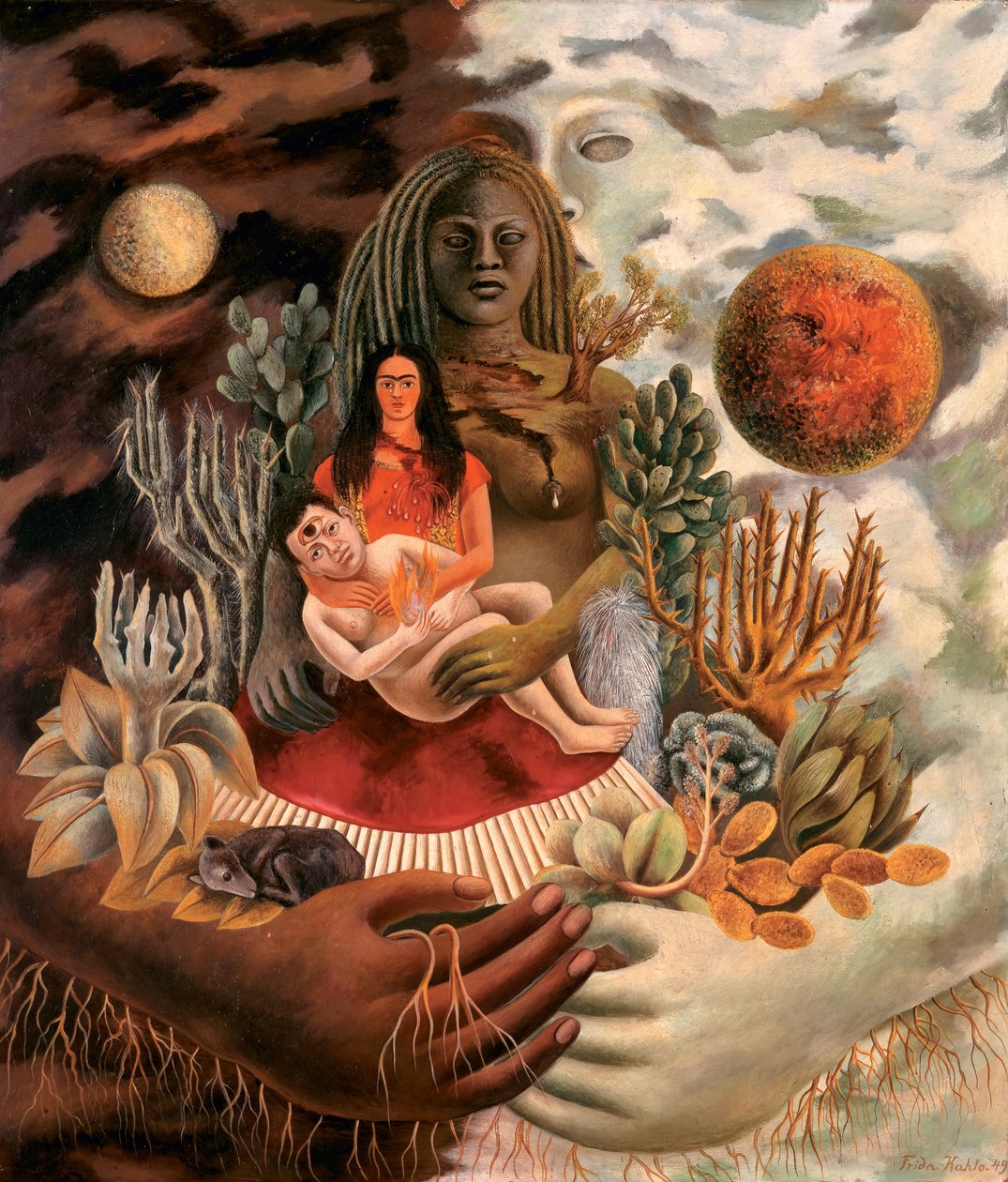 Die Liebesumarmung des Universums, die Erde (Mexiko), ich selbst, Diego und Señor Xólotl von Frida Kahlo
