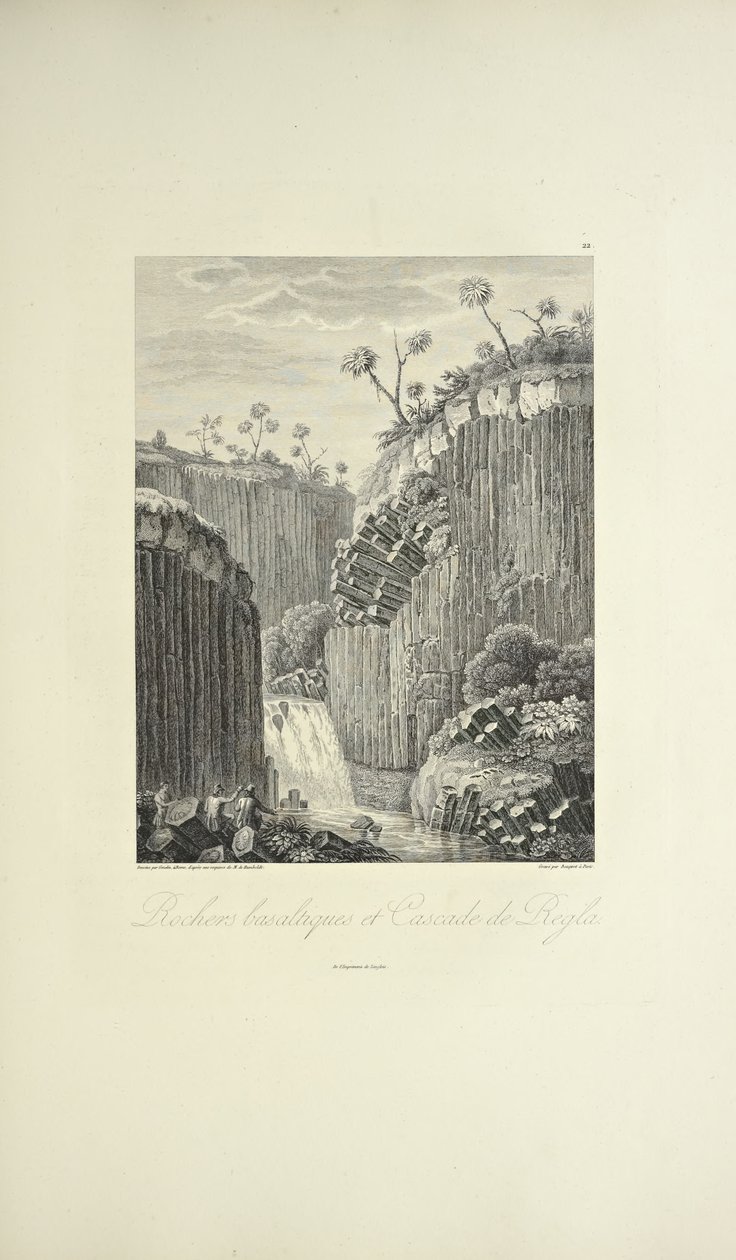 Basaltfelsen und der Wasserfall von Regla, Illustration aus 