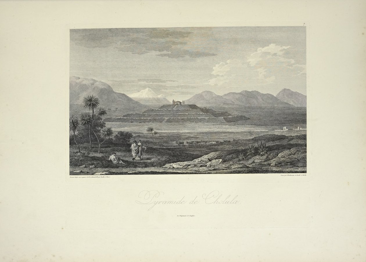 Pyramide von Cholula, gezeichnet von Gmelin, Illustration aus 