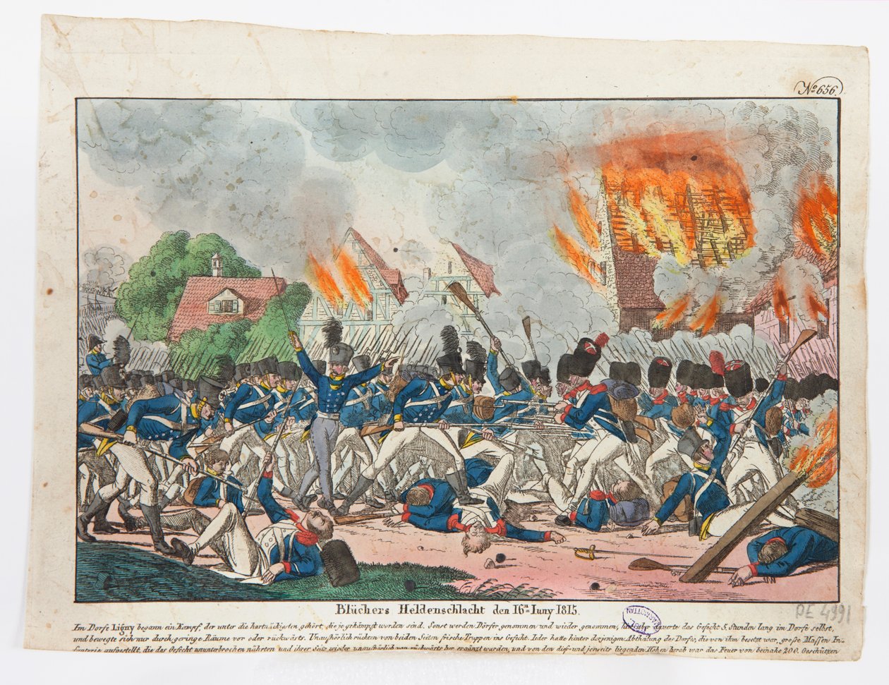 Der heldenhafte Blücher in der Schlacht, 16. Juni 1815, 1815 von Friedrich Campe
