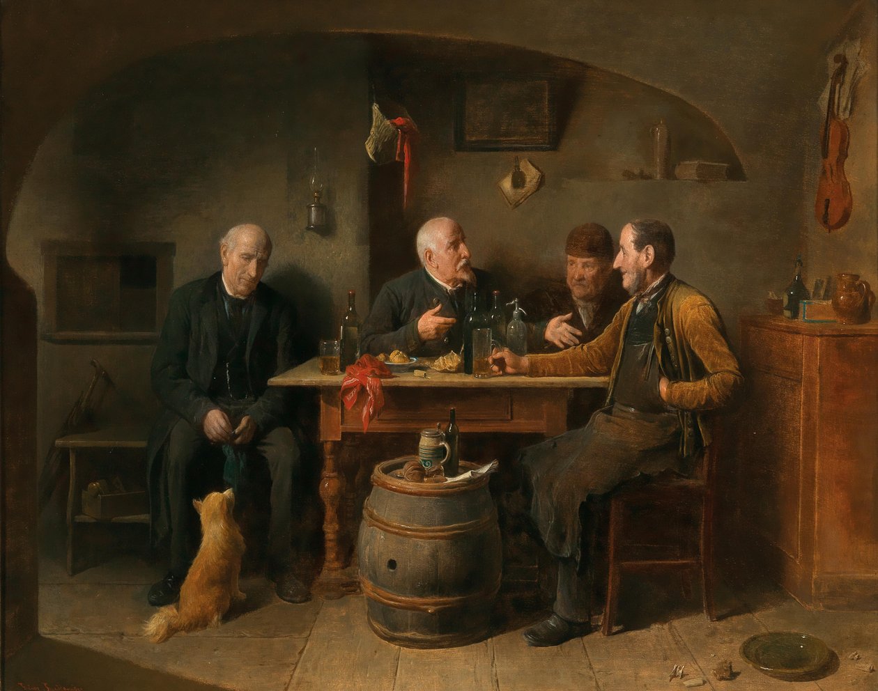 Vier Männer im Wirtshaus von Friedrich Friedlander