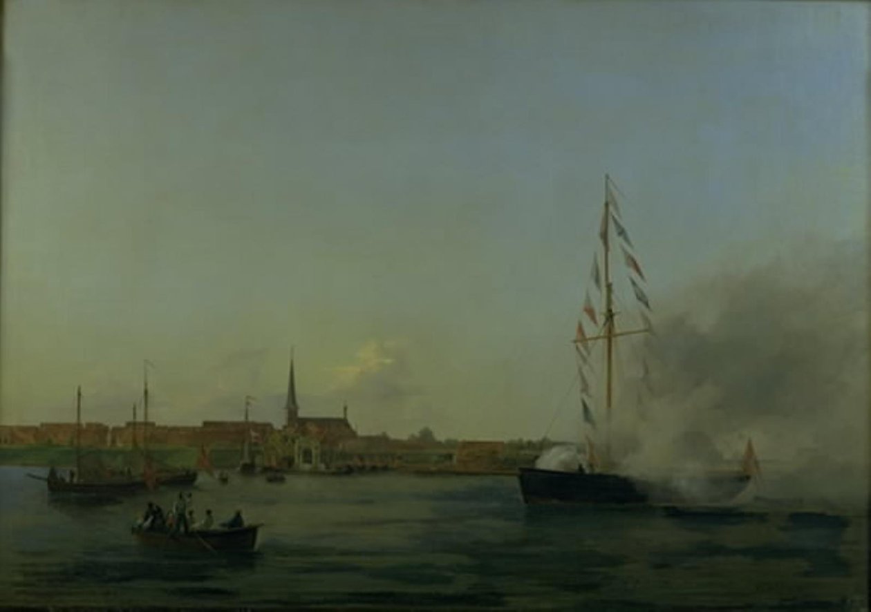 Der Hafen von Nyborg. Im Vordergrund der Kutter "Neptun" von Friedrich Theodore Kloss