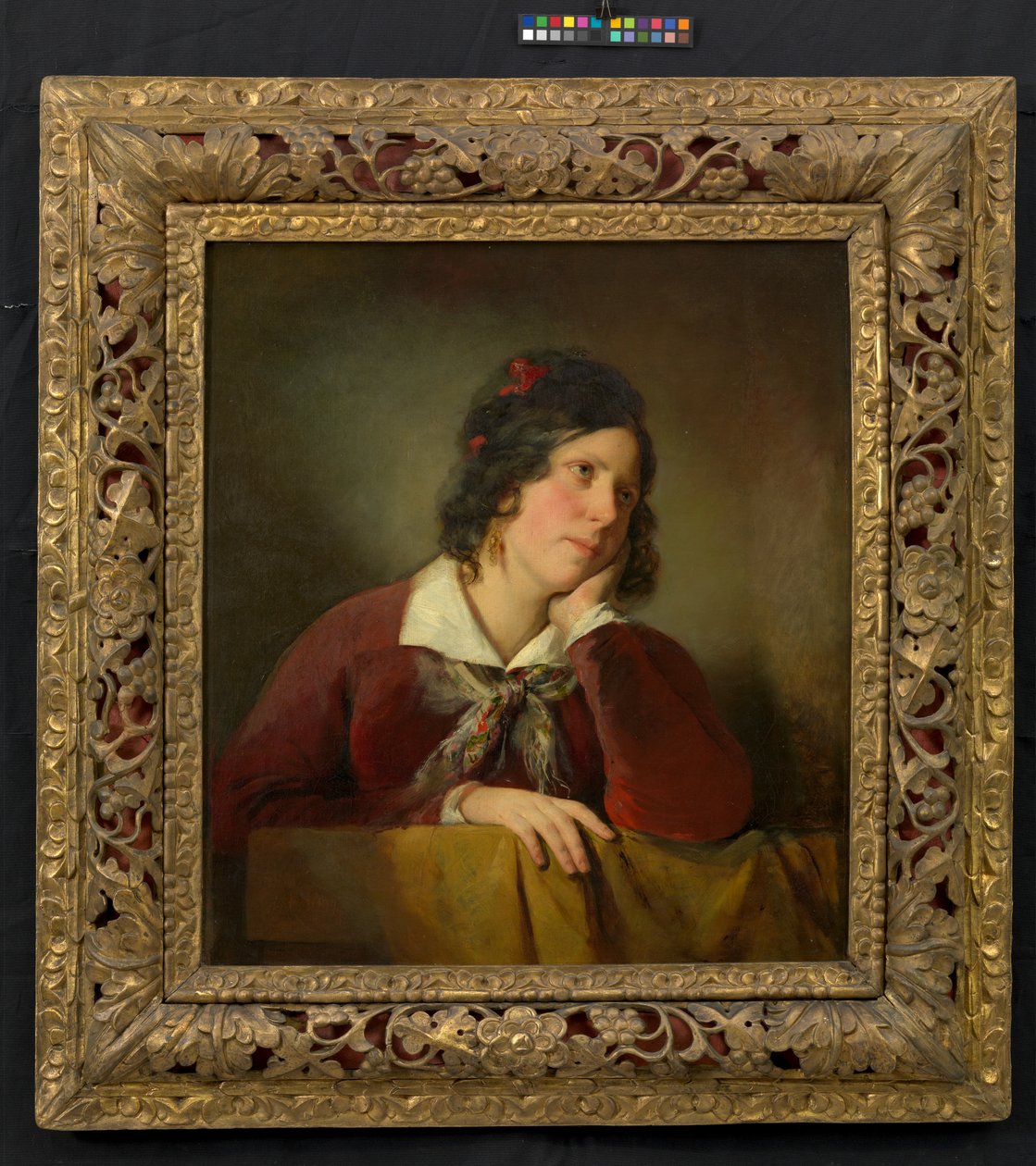 Antonie Amerling mit aufgestütztem Kopf (1. Gattin des Künstlers) von Friedrich von Amerling