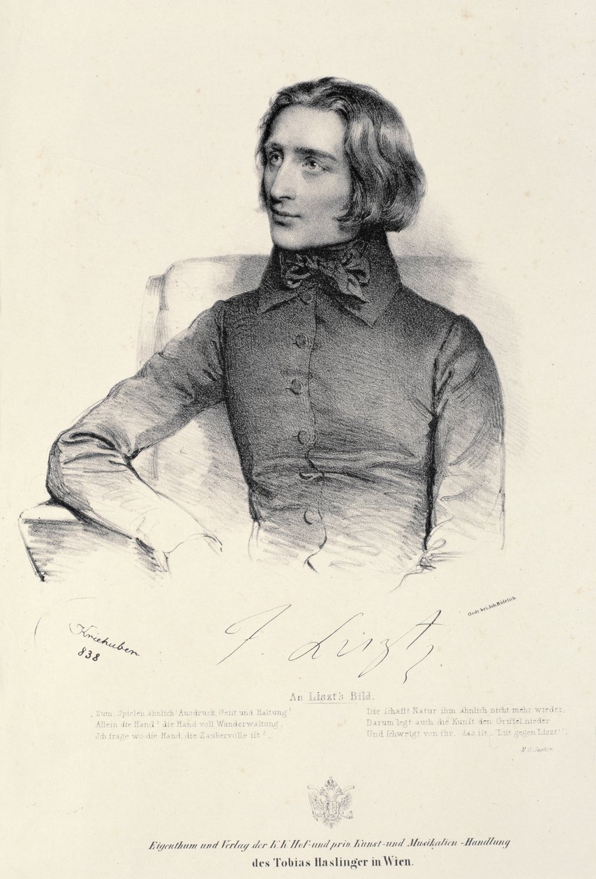 Porträt von Franz Liszt (1811-86) von Fritz Kriehuber