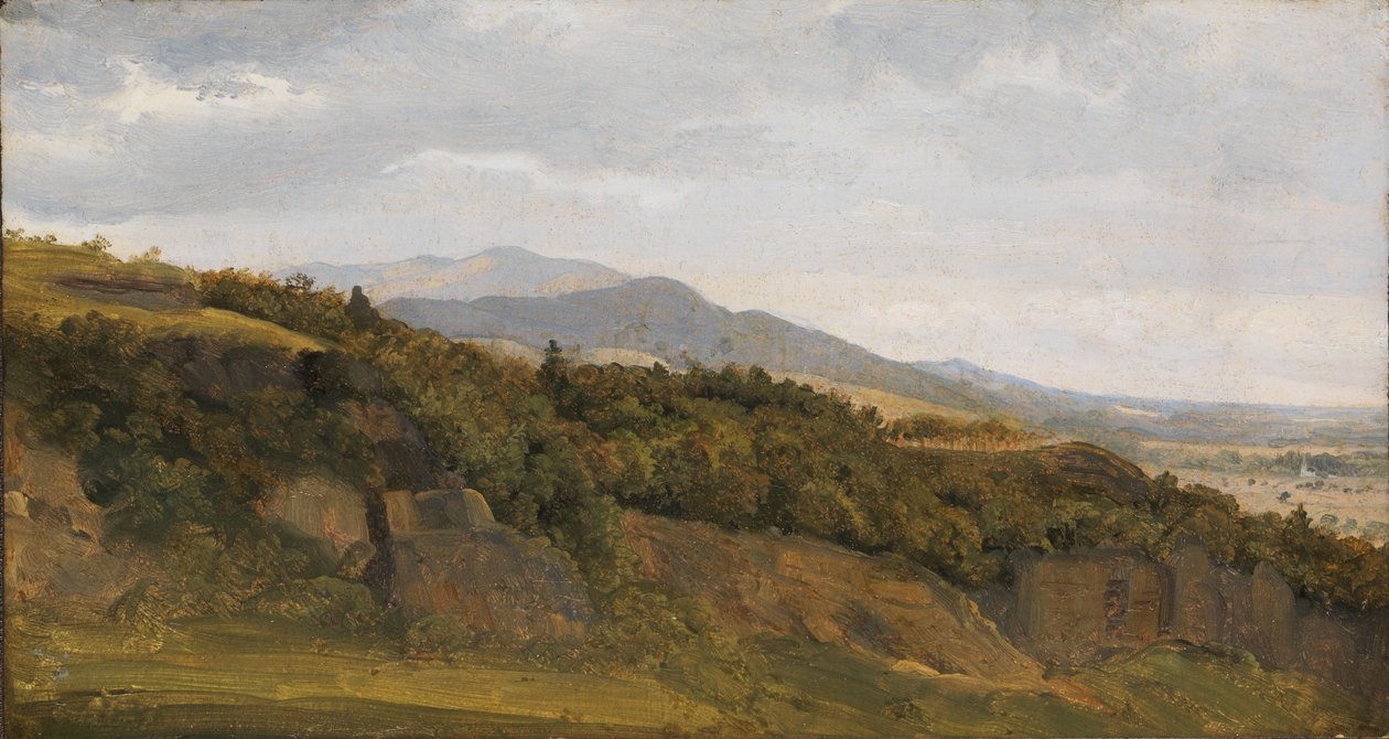 Deutsche Landschaft mit Blick auf ein weites Tal von Fritz Petzholdt