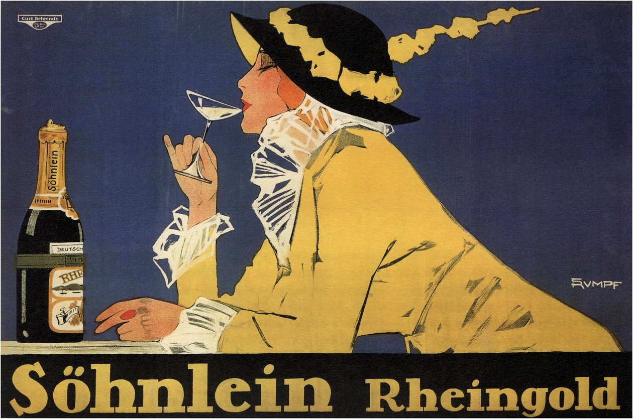 Werbung für Sekt Sohnlein Rheingold von Fritz Rumpf