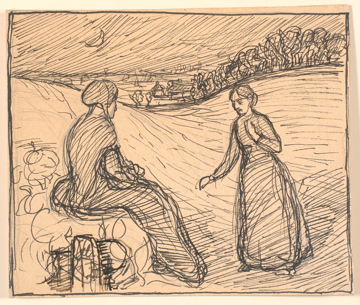 Draußen im Schnee saß eine Frau in langen schwarzen Kleidern... von Fritz Syberg
