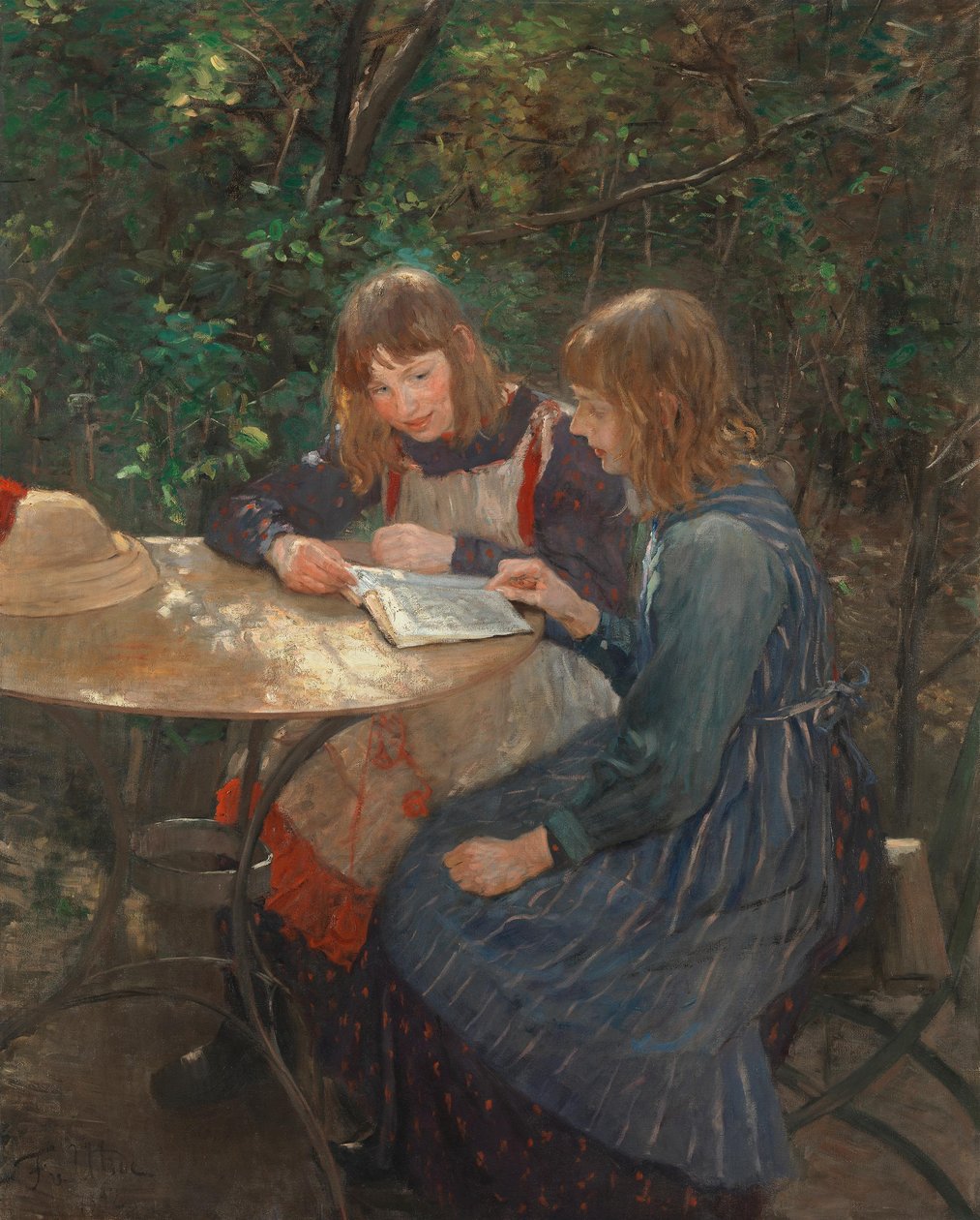 Zwei Mädchen im Garten von Fritz von Uhde