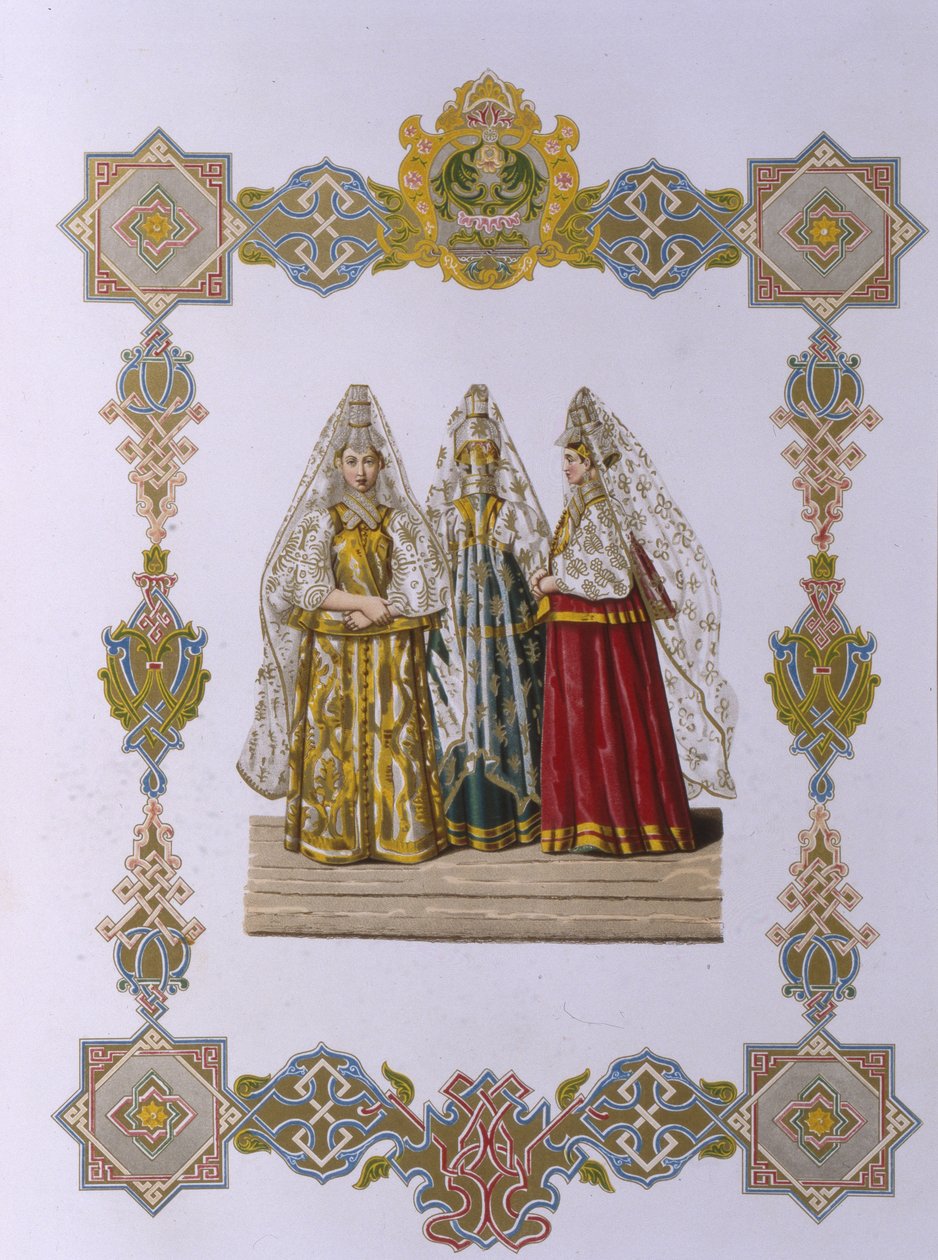Sommerkostüme von Frauen aus Torzhok aus der Serie Kleidung des russischen Staates, 1851 von Fyodor Grigoryevich Solntsev