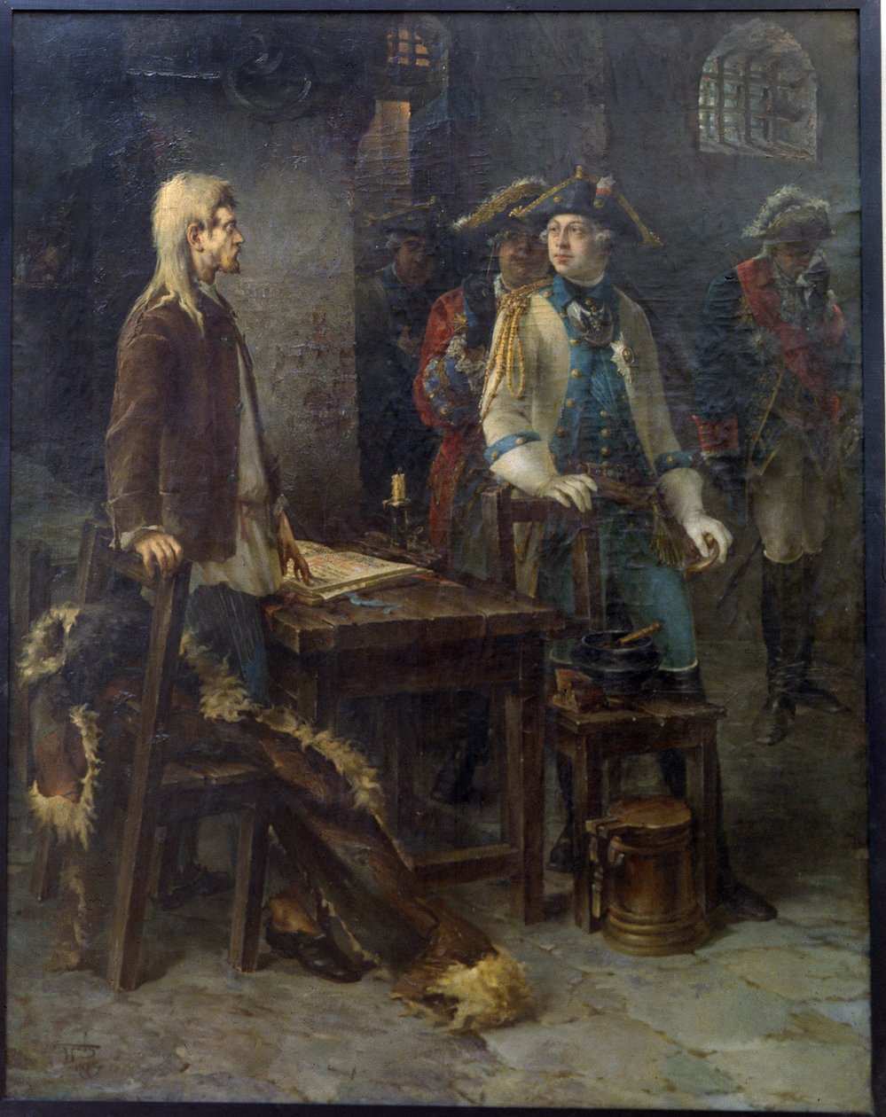 Der Zar Peter III. besucht Iwan VI. in der Festung Schlüsselburg (1762) von Fyodor Jemelyanovich Burov