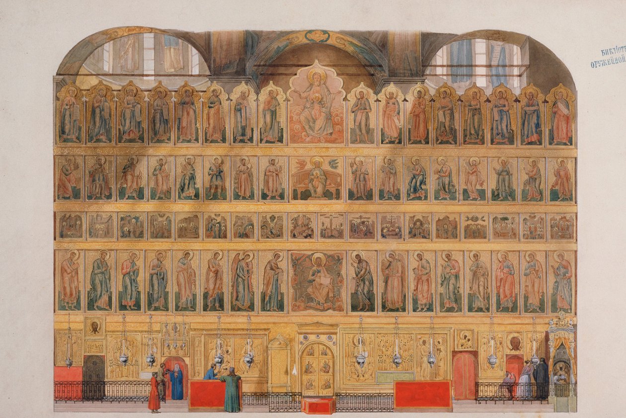 Die Ikonostase in der Mariä-Entschlafens-Kathedrale im Moskauer Kreml von Fyodor Solntsev