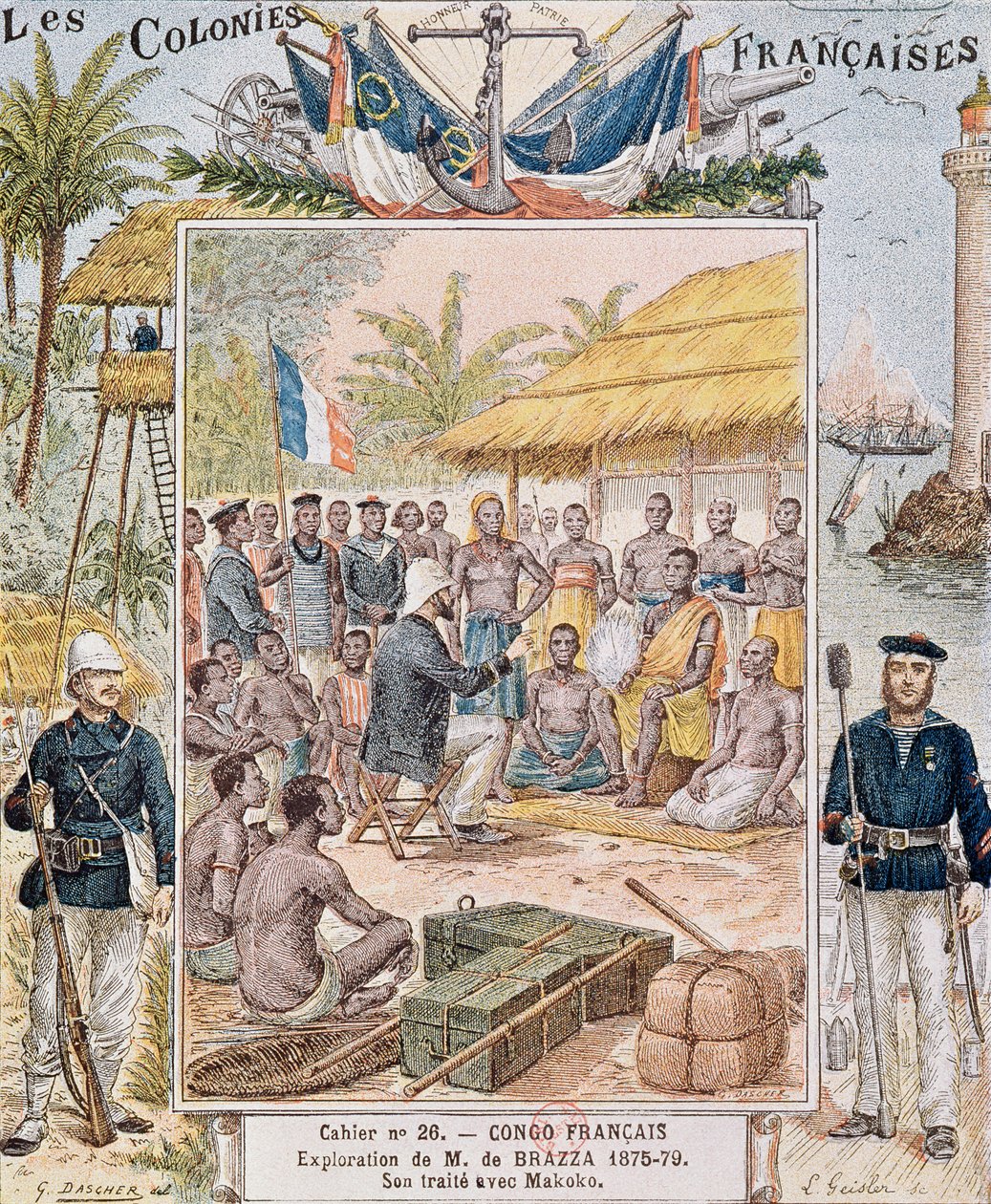 Die Erkundung von M. de Brazza (1875-79) Sein Vertrag mit Makoko, Illustration aus 