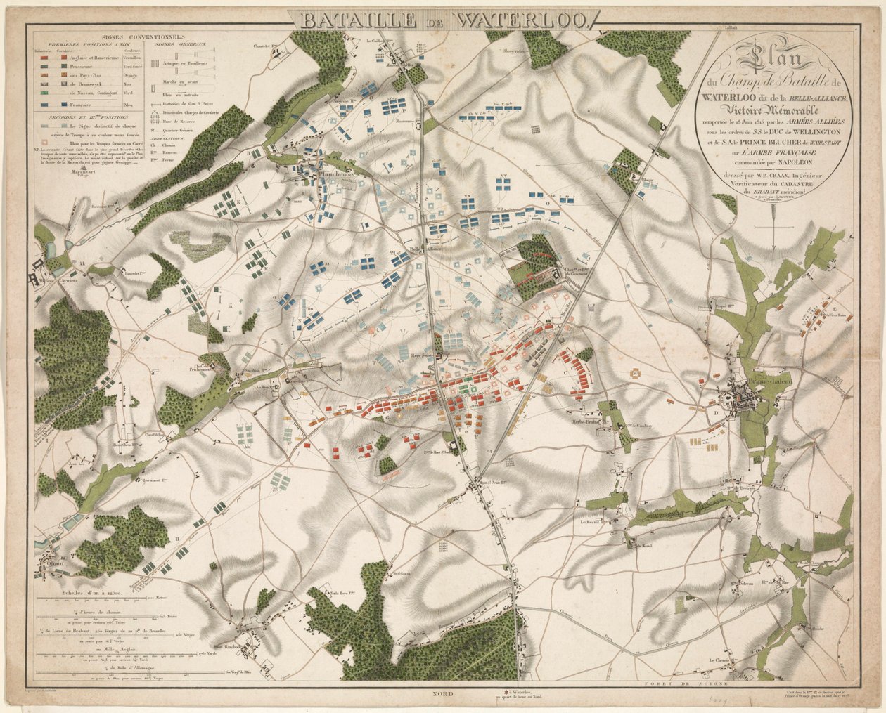 Karte der Schlacht bei Waterloo, 1815 von G. Jacowick