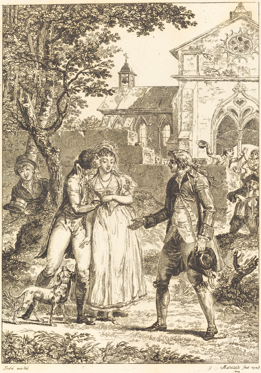 Der erwiderte Kuss: Der geliehene Kuss von G. Mallesteste after Jacques Louis François Touzé