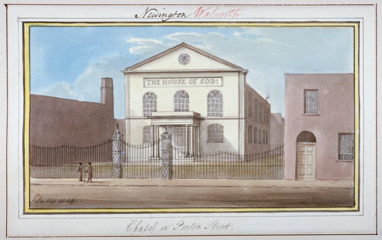 Ansicht der Kapelle in der Penton Street, Southwark, London, 1825 von G Yates