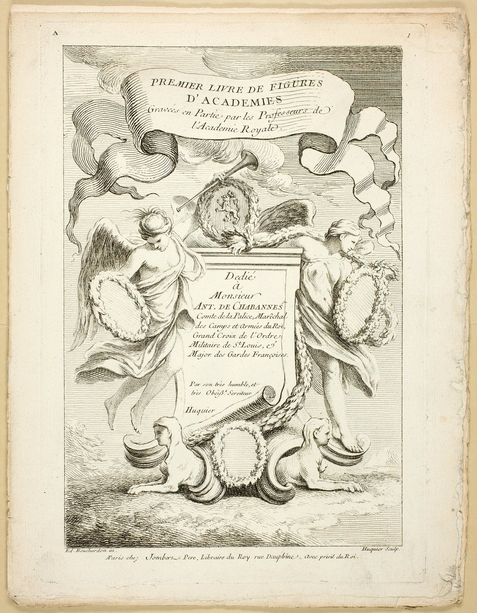 Figur (recto und verso), aus Premier livre de figures d’Academies gravées en Partie par les Professeurs de l’Académie Royale von Gabriel Huquier